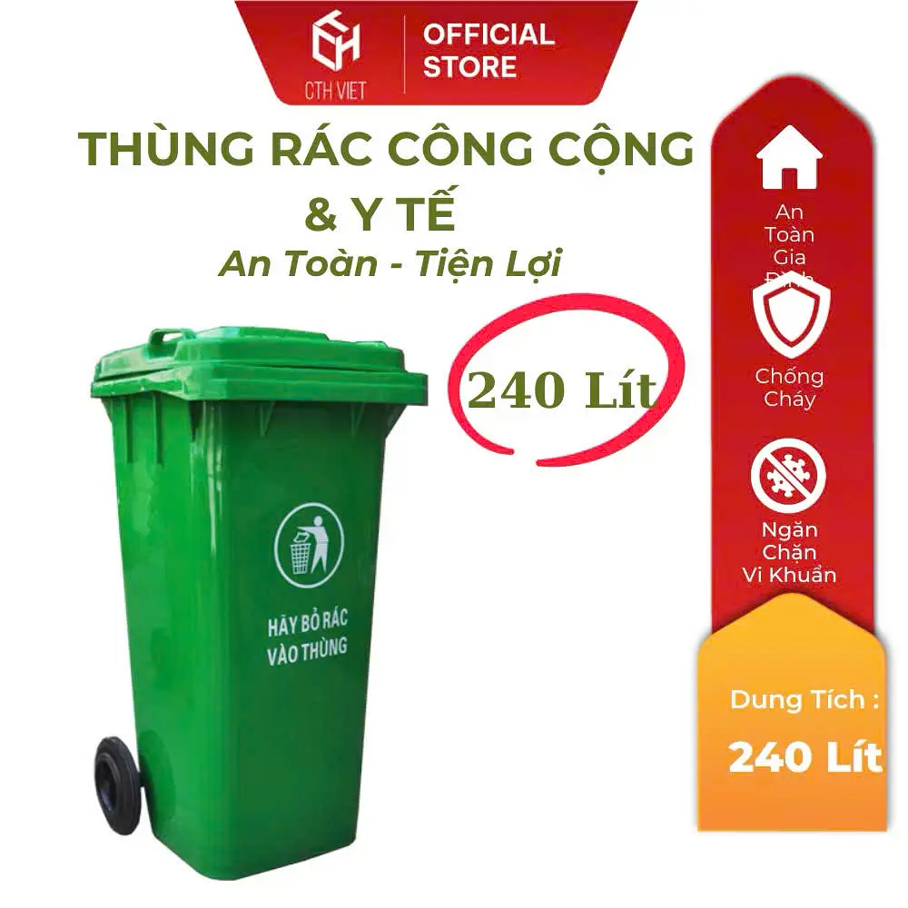 Thúng rác công cộng, y tế 240l
