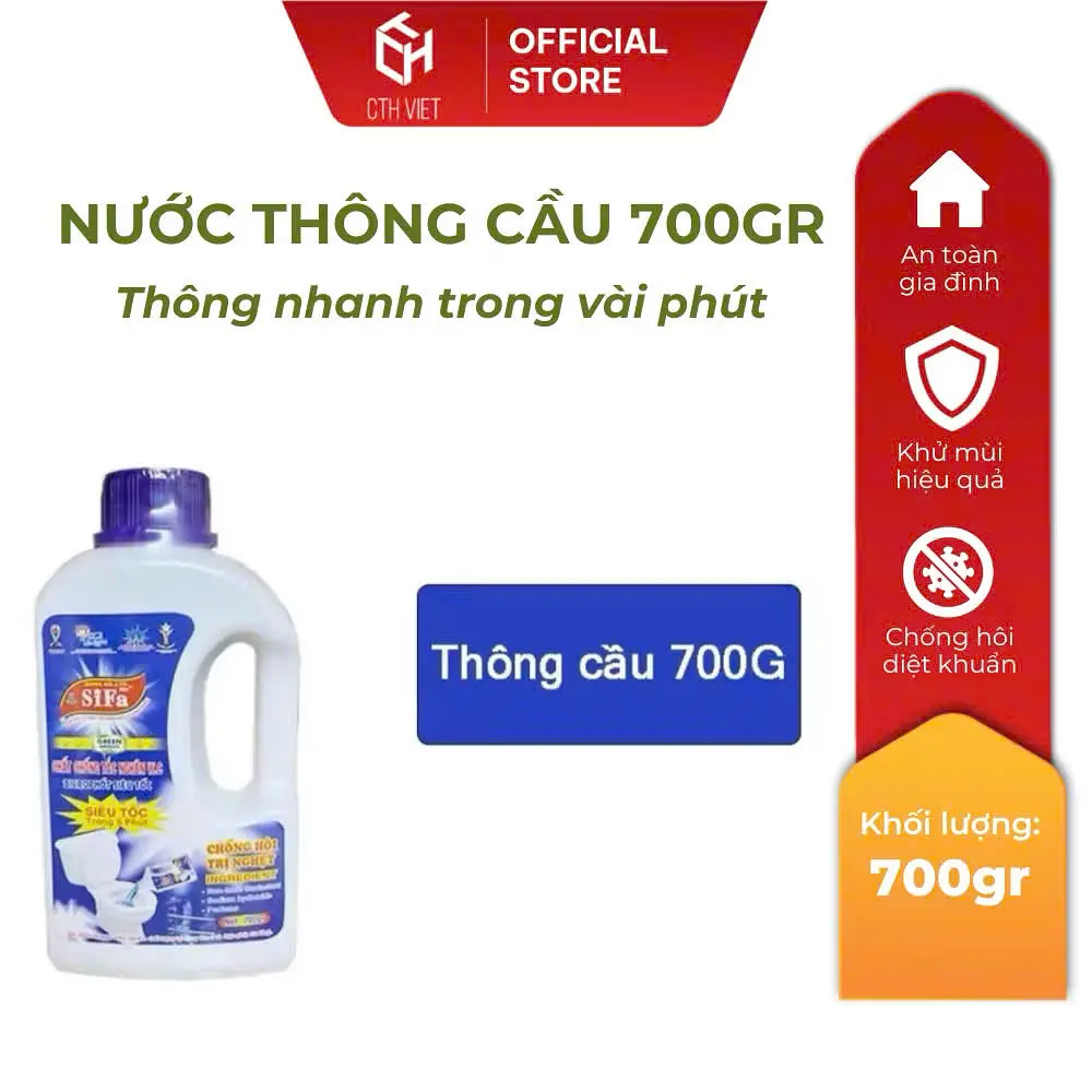Nước Thông tắc bồn cầu/cống SiFa, chai thông cầu chống hôi và diệt khuẩn, trị nghẹt bảo vệ đường ống 700gr - Ảnh 3
