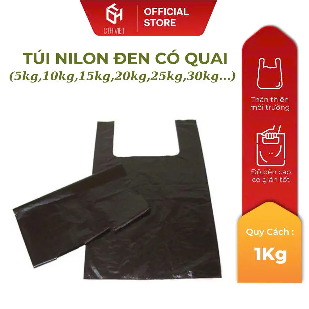 [1kg] Túi Đen có quai đủ size từ CTH VIỆT... dùng cho Hộ Gia Đình,Công ty, Khách sạn,Văn phòng,Quán Cafe
