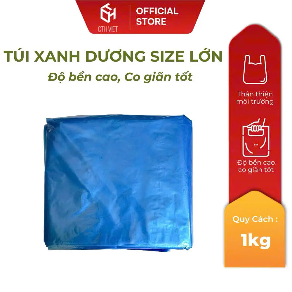 [01Kg] Túi màu Xanh Dương Hàng Đẹp Cỡ Lớn Từ CTH VIỆT 80 x 120cm dùng cho Gia Đình, Công Ty, Bệnh Viện...
